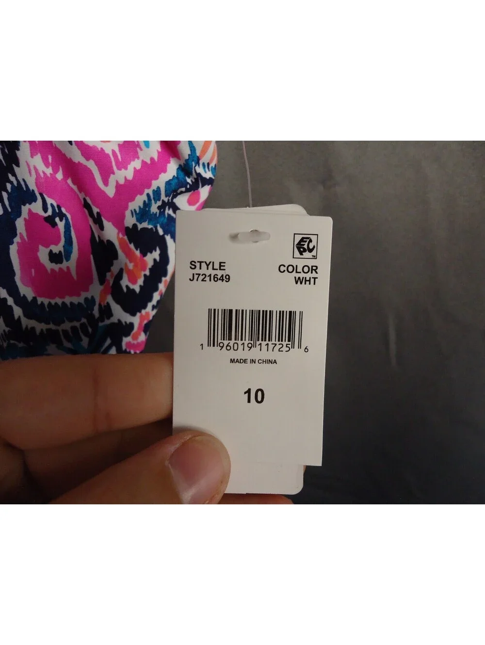Leilani Tankini Swim Top Size 10 Multicolored Print Full Bust Support Underwire
